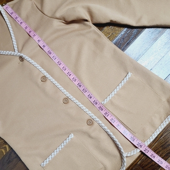 Vintage 60s 70s Mid Century Brown Houndstooth Trim Jacket Mod Retro - Picture 9 of 13